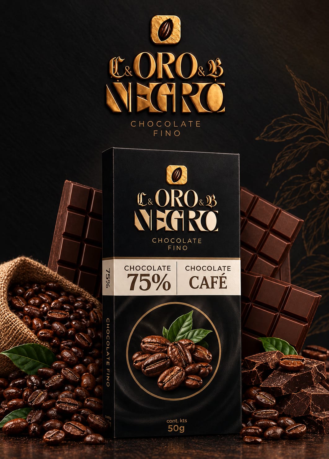 Oro Negro Chocolate con Café 75% Cacao bar