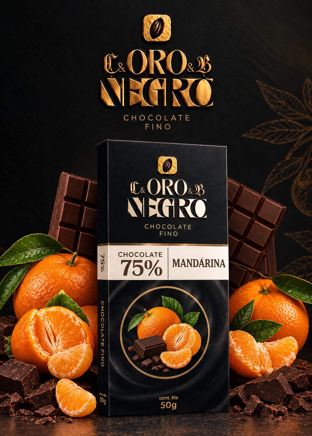 Oro Negro Chocolate con Mandarina 75% Cacao bar